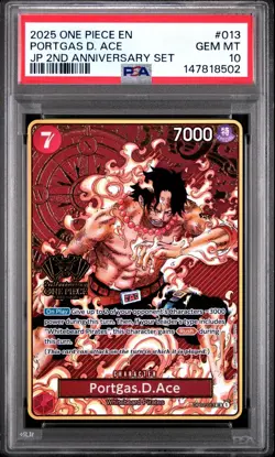 2025 One Piece Portgas D Ace OP02-013 PSA 10 JP 2nd Anniversary Set ENGLISH - Image 1