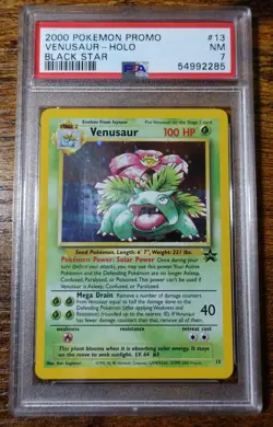 Venusaur Black Star Promo 13 PSA 7 Holo Black Star 2000 Pokemon Card Graded - Image 1