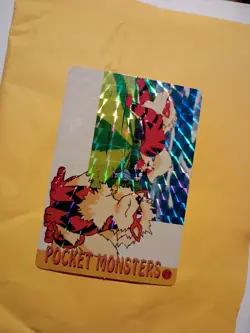 Holo POCKET MONSTERS VENDING PRISM STICKER 17 GROWLITH CHARIZARD On Back - Image 1