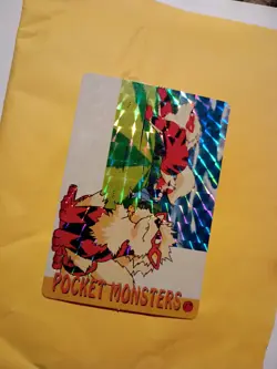 Holo POCKET MONSTERS VENDING PRISM STICKER 17 GROWLITH CHARIZARD On Back - Image 2