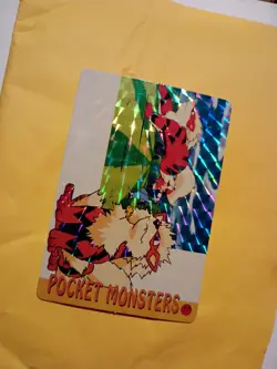 Holo POCKET MONSTERS VENDING PRISM STICKER 17 GROWLITH CHARIZARD On Back - Image 3