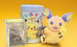 Pokemon TCG Nuzzles Cheeks Blind Tin Confirmed Raichu Plush - Image 1
