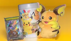 Pokemon TCG Nuzzles Cheeks Blind Tin Confirmed Raichu Plush - Image 2