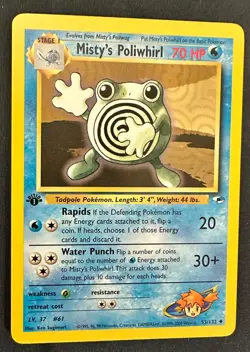 Pokemon 2000 Gym Heroes 1st Edition MISTY'S POLIWHIRL 53/132 NM - Image 1