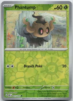 Phantump 011/197 Common Obsidian Flames Pokemon Reverse Holo Near Mint - Image 1