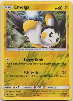 Emolga 35/111 Uncommon Crimson Invasion Pokemon Reverse Holo Near Mint - Image 1