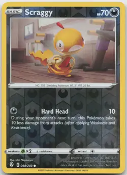 Scraggy 098/203 Common Evolving Skies Pokemon Reverse Holo Near Mint - Image 1