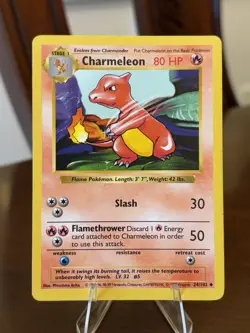 Charmeleon 24/102 Shadowless Base Set Pokemon Card Vintage LP - Image 1