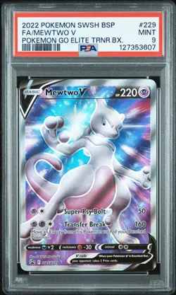 2022 POKEMON SWSH BLACK STAR PROMO #229 FULL ART/MEWTWO V PSA 9 - Image 1