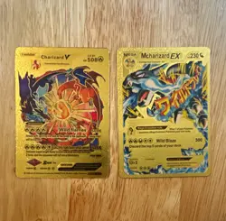 Pokemon TCG 2-Card Lot: Charizard V Gold Full Art Foil + Jumbo M Charizard EX - Image 1