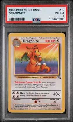 DRAGONITE 19/62 FOSSIL POKEMON PSA 4 - Image 1