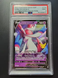 2021 Pokemon SWSH Black Star Promo Celebrations Dark Sylveon V #134 PSA 9 - Image 1