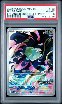 2025 POKEMON MEG EN-MEGA EVOLUTION 133 BULBASAUR ETB TOPPER PSA 8 - Image 1