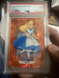 2024 Topps Chrome Disney Sapphire Alice #19 Orange /25 PSA 9 - Image 1