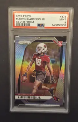 2024 Panini Silver Prizm Rookie Marvin Harrison Jr. #375 PSA 9 Cardinals - Image 1