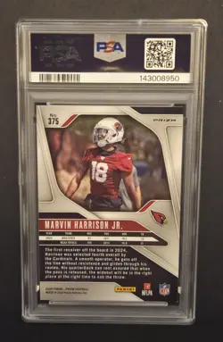 2024 Panini Silver Prizm Rookie Marvin Harrison Jr. #375 PSA 9 Cardinals - Image 2