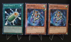 Yugioh x3 Card Set The Tricky + Tricky Spell 4 Starfoil Rare Common 1st Edition - Image 1