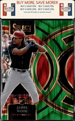 2024 Panini Select #1 James Wood Green Flash Prizms Washington Nationals - Image 1