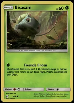 Pokemon Bisasam Meisterdetektiv Pikachu 1/18 Deutsch NM - Image 1
