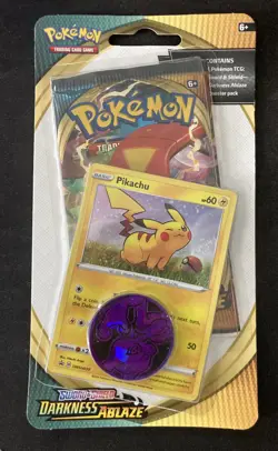 Darkness Ablaze Pokemon Blister booster Pack Pikachu Promo SWSH039 Mewtwo Coin - Image 1
