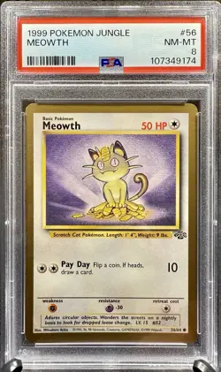 PSA 8 Meowth Error - Pokemon 1999 Gold Border Promo (Reddit Viral Card!) - Image 1