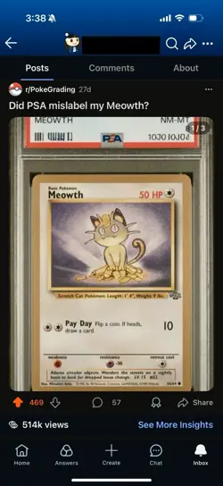 PSA 8 Meowth Error - Pokemon 1999 Gold Border Promo (Reddit Viral Card!) - Image 3