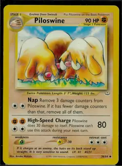2001 Pokemon TCG Neo Revelation Piloswine 33/64 MP Moderate Play WOTC Card - Image 1