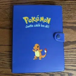 Vintage 1999 Pokemon Charmander Blue 4 Pocket 30 Page Trading Card Binder Rare - Image 1