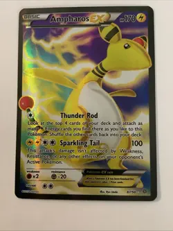 Pokemon Ampharos EX 87/98 Ultra Rare Full Art Holo Card Ancient Origins HP 170 - Image 2
