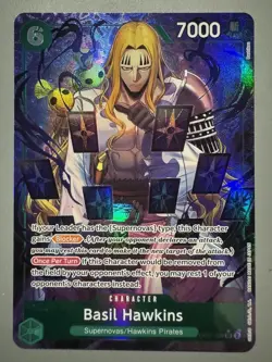 ONE PIECE CARD GAME BASIL HAWKINS (GREEN) OP07-029 P-SR AA (ENGLISH VERSION) - Image 1