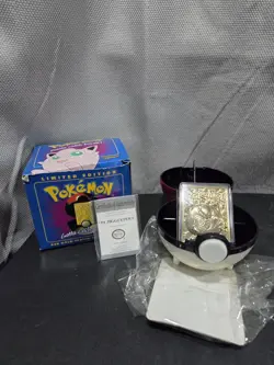 Pokemon Card Jigglypuff 23K Gold Plated 1999 Burger King in Box With Ball - Image 1
