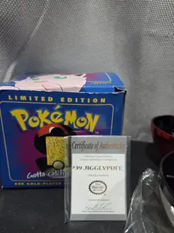 Pokemon Card Jigglypuff 23K Gold Plated 1999 Burger King in Box With Ball - Image 2