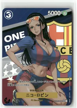 NICO ROBIN SOCCER ONE PIECE Holographic Custom Art Anime Collectible Card - Image 2