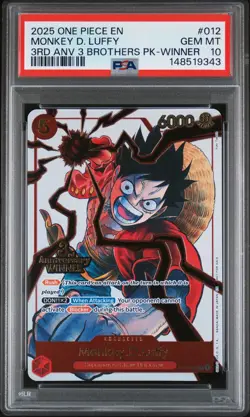 2025 ONE PIECE 3RD ANNIVERSARY TOURNAMENT 3 BROTHERS PACK MONKEY D. LUFFY PSA 10 - Image 1