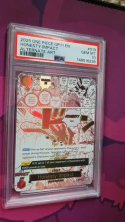 Honesty Impact OP11-018 - One Piece A Fist of Divine Speed Alt Art - PSA 10 - Image 1