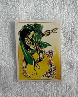 1980 REYAUCA MARVEL COMICS SUPER HEROES DR DOCTOR DOOM STICKER CARD #246 - Image 1