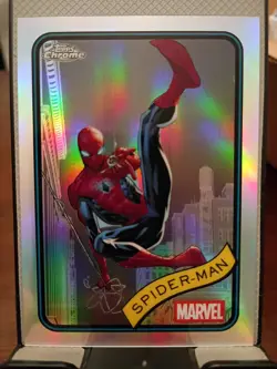 2025 TOPPS CHROME MARVEL #101 Spider-Man Spiderman Silver Refractor - Image 1
