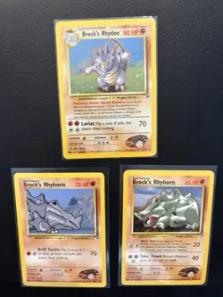 Pokemon Gym Heroes Gym Challenge Brock's Rhydon 2/132 + Rhyhorn Lot - Image 1