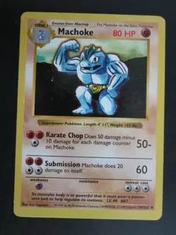 MACHOKE BASE SHADOWLESS POKEMON CARD 34/102 NEVER PLAYED COND NM- - Image 1