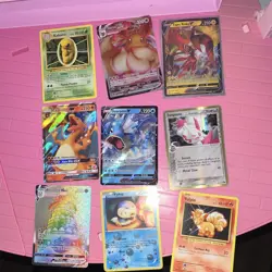 Pokemon TCG 9-Card Lot Holo/Foil GX/VMAX Charizard Eevee Tapu Koko - Image 1