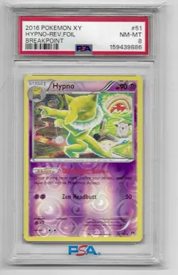 HYPNO 51/122 Breakpoint Reverse Holo PSA 8 NM LOW POP*Pokemon TCG TRIPPY CARD🔥 - Image 1
