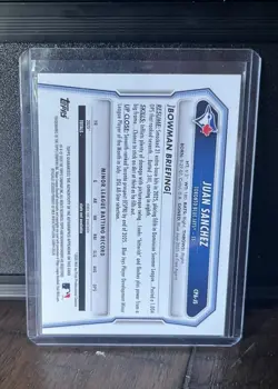 2026 Bowman Chrome 1st Juan Sanchez Speckle Refractor Auto /299 Blue Jays - Image 2