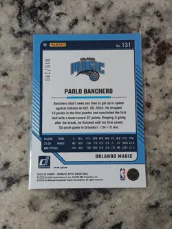 2024-25 Panini Donruss Optic Silver Scope Prizm /249 Paolo Banchero #131 Magic - Image 2
