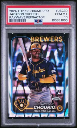 2024 Topps Chrome Update #USC30 Jackson Chourio RayWave Refractors PSA 10 - Image 1