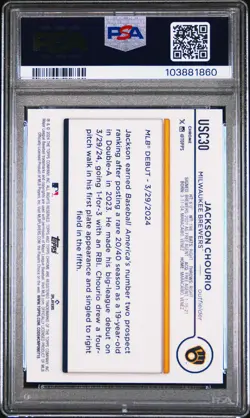 2024 Topps Chrome Update #USC30 Jackson Chourio RayWave Refractors PSA 10 - Image 2