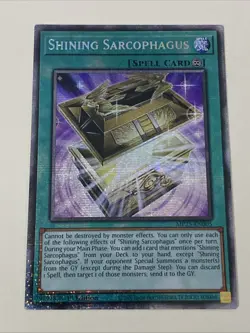 Yugioh Shining Sarcophagus x 3 - 1st Edition Starlight Rare NM - Free Holo - B - Image 2