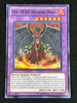 YUGIOH EVIL HERO INFERNO WING LCGX-EN067 SUPER (NM) - Image 1