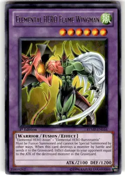 YUGIOH ELEMENTAL HERO FLAME WINGMAN RYMP-EN016 1ST RARE (NM) - Image 1
