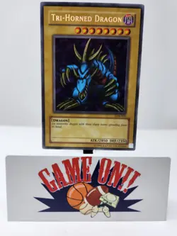 YuGiOh Tri-Horned Dragon LOB-000 Unlimited Legend of Blue Eyes Secret Rare LP - Image 1
