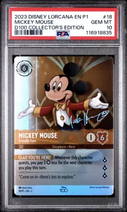 Disney Lorcana D100 Collectors Edition Promo Mickey Mouse #18 PSA 10 - Image 1
